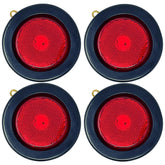 2.5" Red/Amber 4 Led Round Side Marker Clearance Lights Grommet Flush Mount, Sealed Truck Trailer with Reflex Lens, IP67 Waterproof- Super Bright DOT SAE P2 FMVSS 180